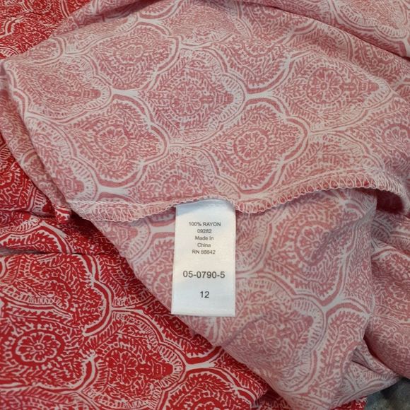 Ellos Red Floral Lightweight Dress 10 or 12 NWT - Picture 4 of 10